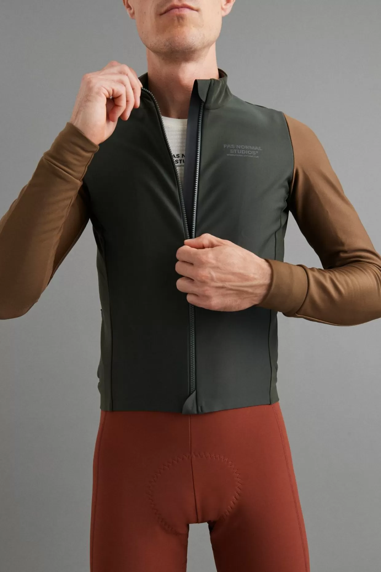 Jerseys^Pas Normal Studios Men's Mechanism Thermal Long Sleeve Jersey — Dark Olive / Army Brown